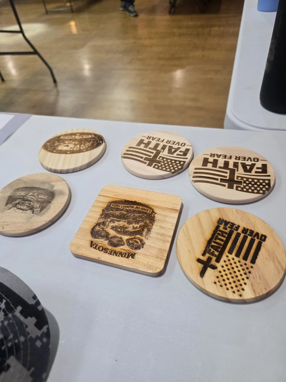 Laser engraved wooden coasters